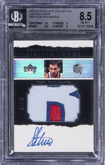 2003-04 UD "Exquisite Collection" Limited Logos #PS Peja Stojakovic Signed Game Used Patch Card (#54/75) – BGS NM-MT+ 8.5/BGS 10